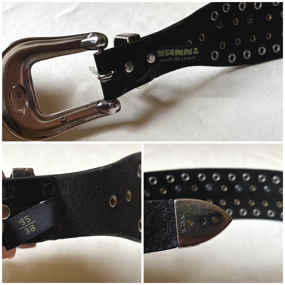 Vintage Nanni Italy Turquoise Concho Studded Leather Belt Black‎ Silver 95/38 - Picture 6 of 13